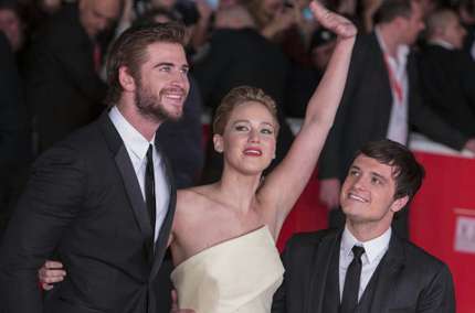 La Ragazza di Fuoco Roma - Jennifer Lawrence Liam Hemsworth Josh Hutcherson