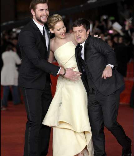 La Ragazza di Fuoco Roma red carpet - Liam Hemsworth Jennifer Lawrence Josh Hutcherson