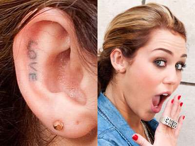 Miley Cyrus - significato tatuaggi - Love orecchio