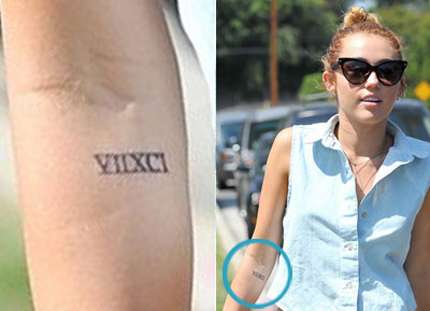Miley Cyrus - significato tatuaggi - numeri romani