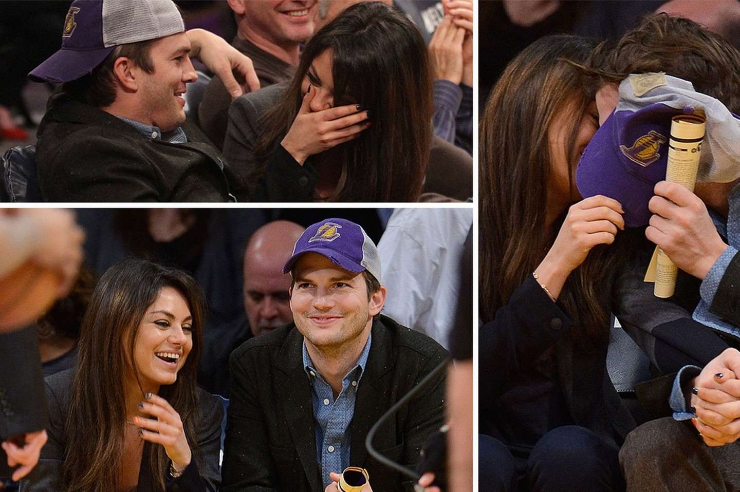Mila Kunis e Ashton Kutcher ad una partita di basket