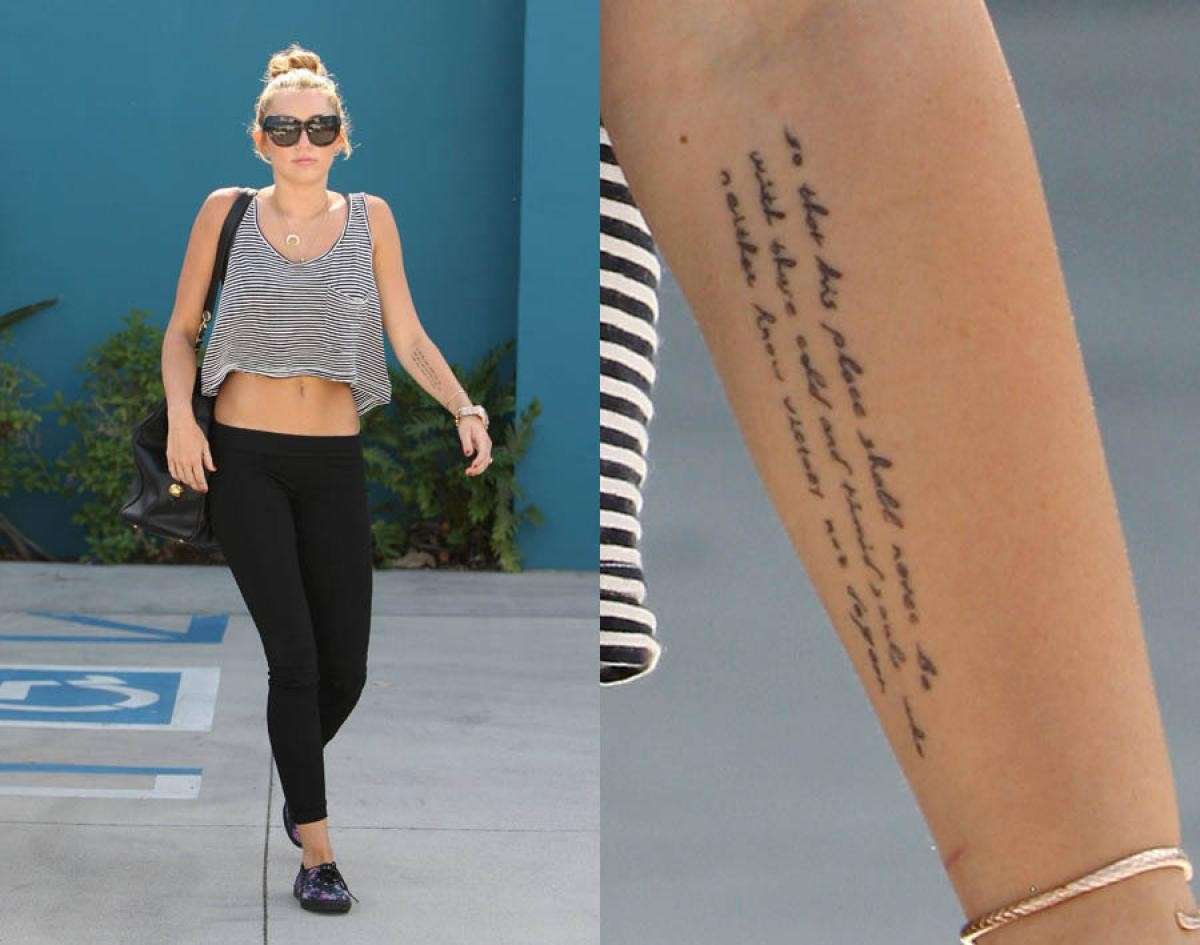 Miley Cyrus scritta braccio