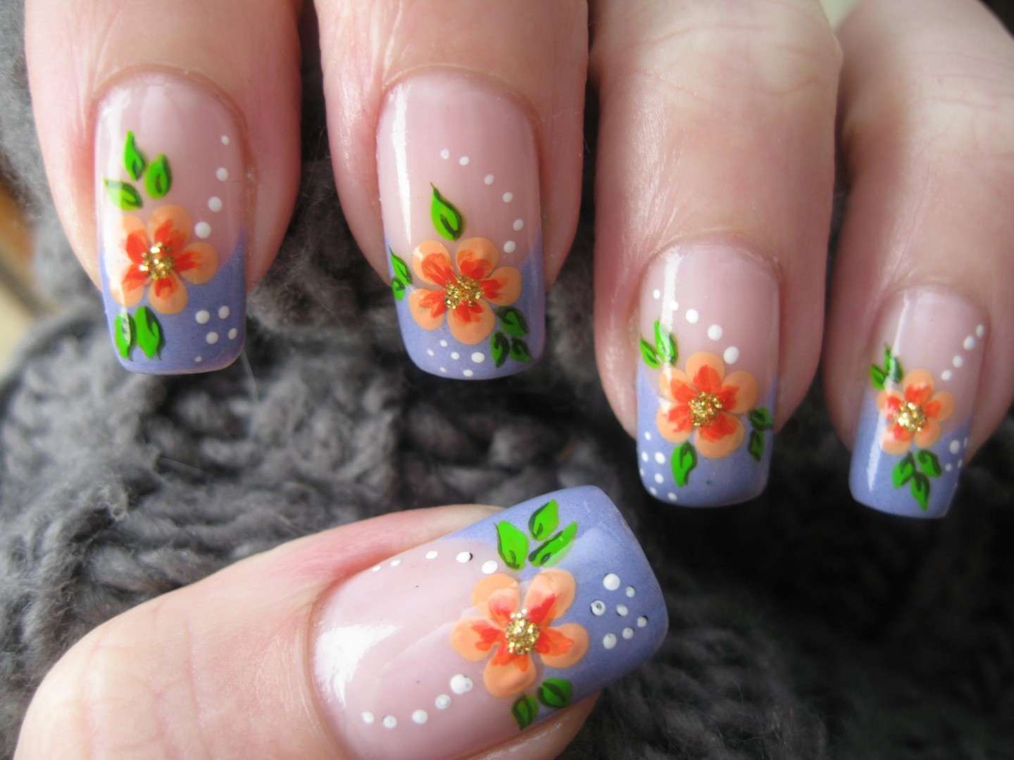 French manicure con fiori