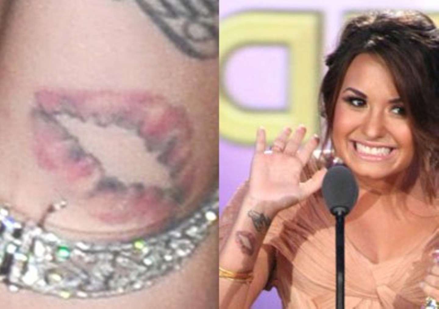 Labbra rosse tatuate di Demi Lovato
