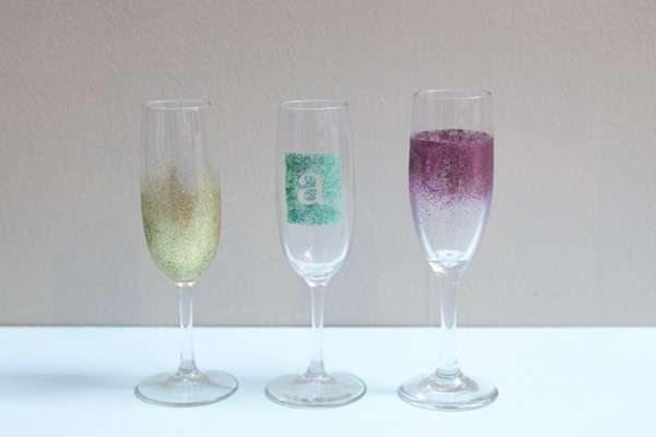 Bicchieri decorati con glitter