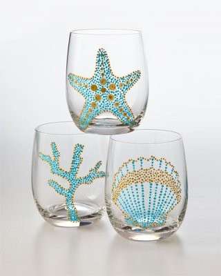 Bicchieri con decorazione marina