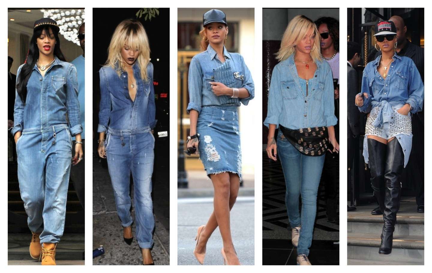 Rihanna in total look di jeans