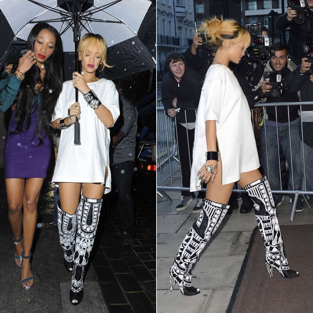 Rihanna con gli stivali al ginocchio