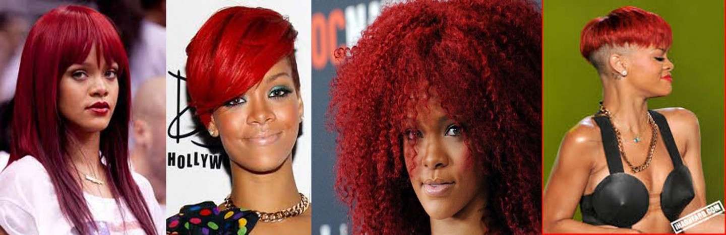 Le acconciature rosse di Rihanna