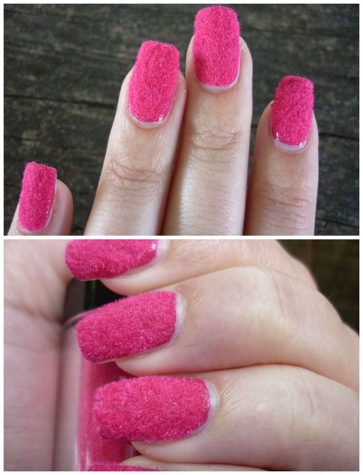 Nail art effetto peluche rosa