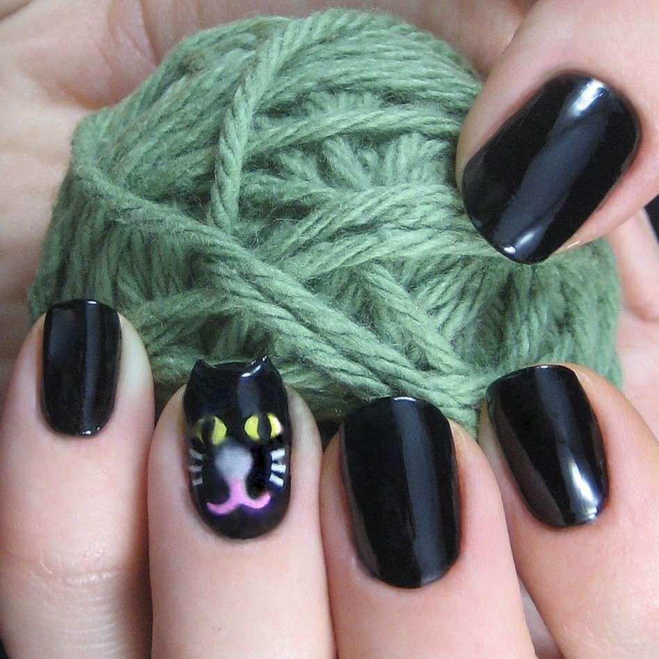 Black cat nail art