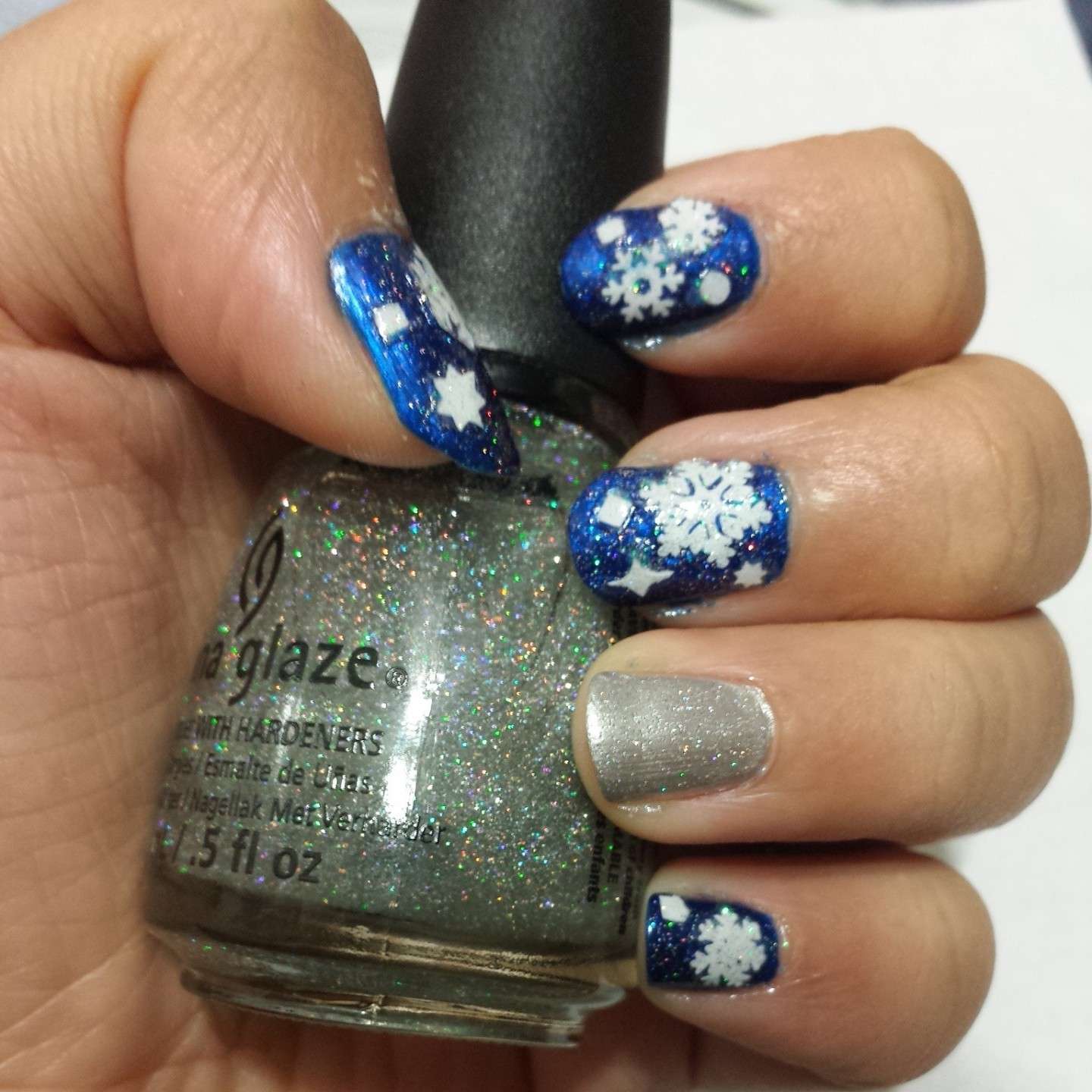 Winter nail blu e grigia