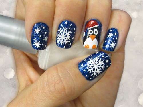 Winter nails con pinguino
