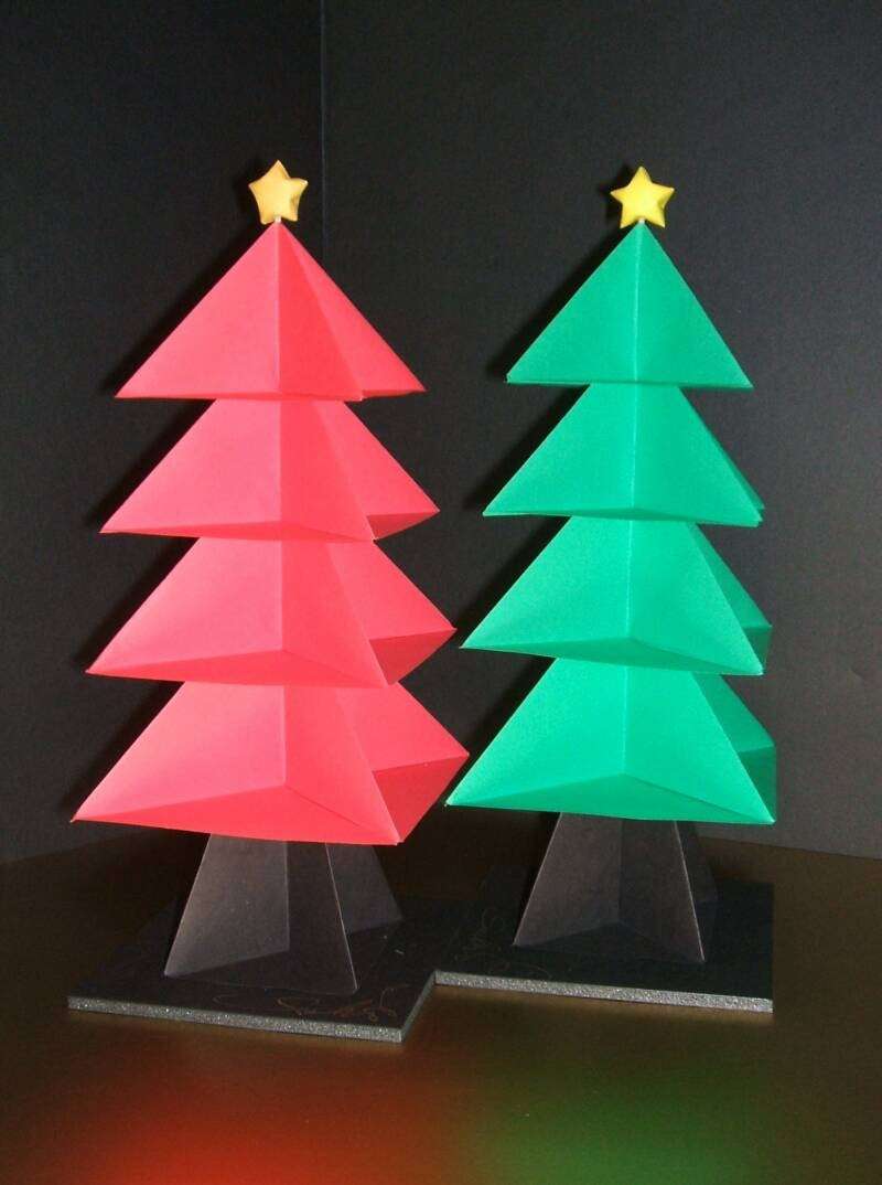 Albero verde e albero rosso di origami