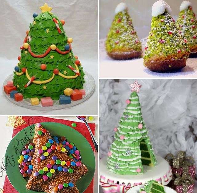 Tante idee per torte a forma di albero di Natale
