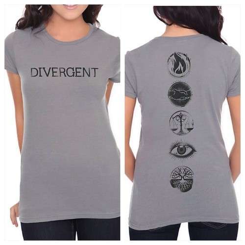 T-shirt grigia con i simboli delle fazioni di Divergent
