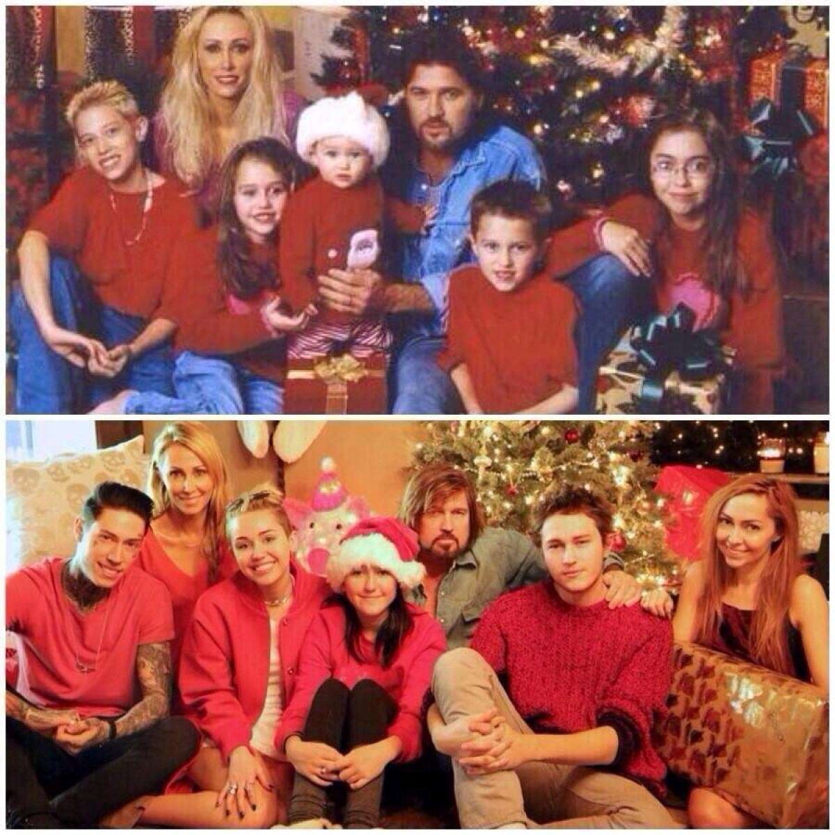 Miley Cyrus e la famiglia a Natale ieri e oggi