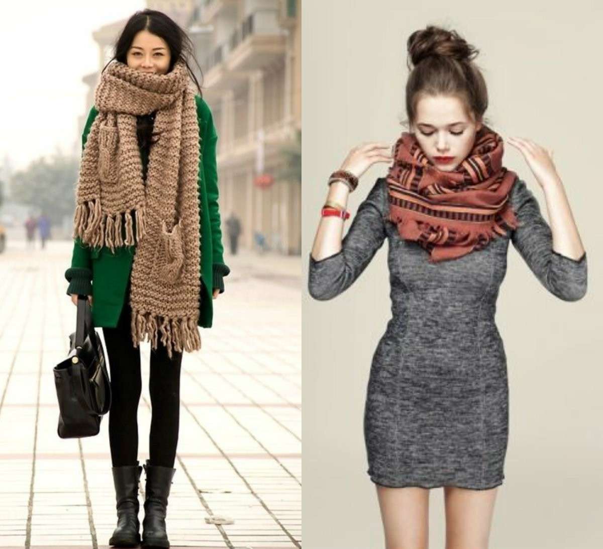 Mini dress di lana e sciarpa