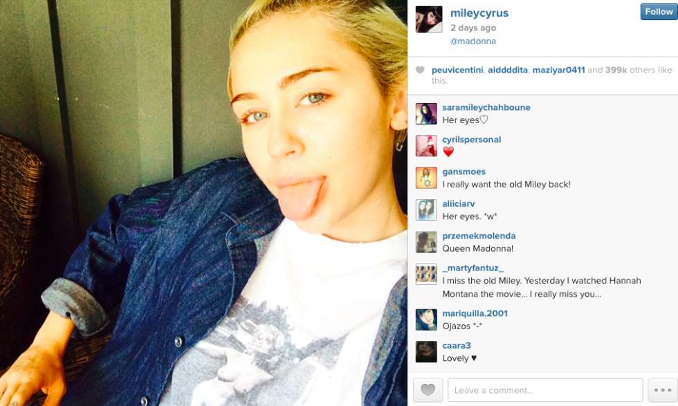 Il profilo instagram di Miley Cyrus