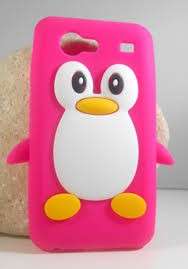 Cover per smartphone rosa con pinguino