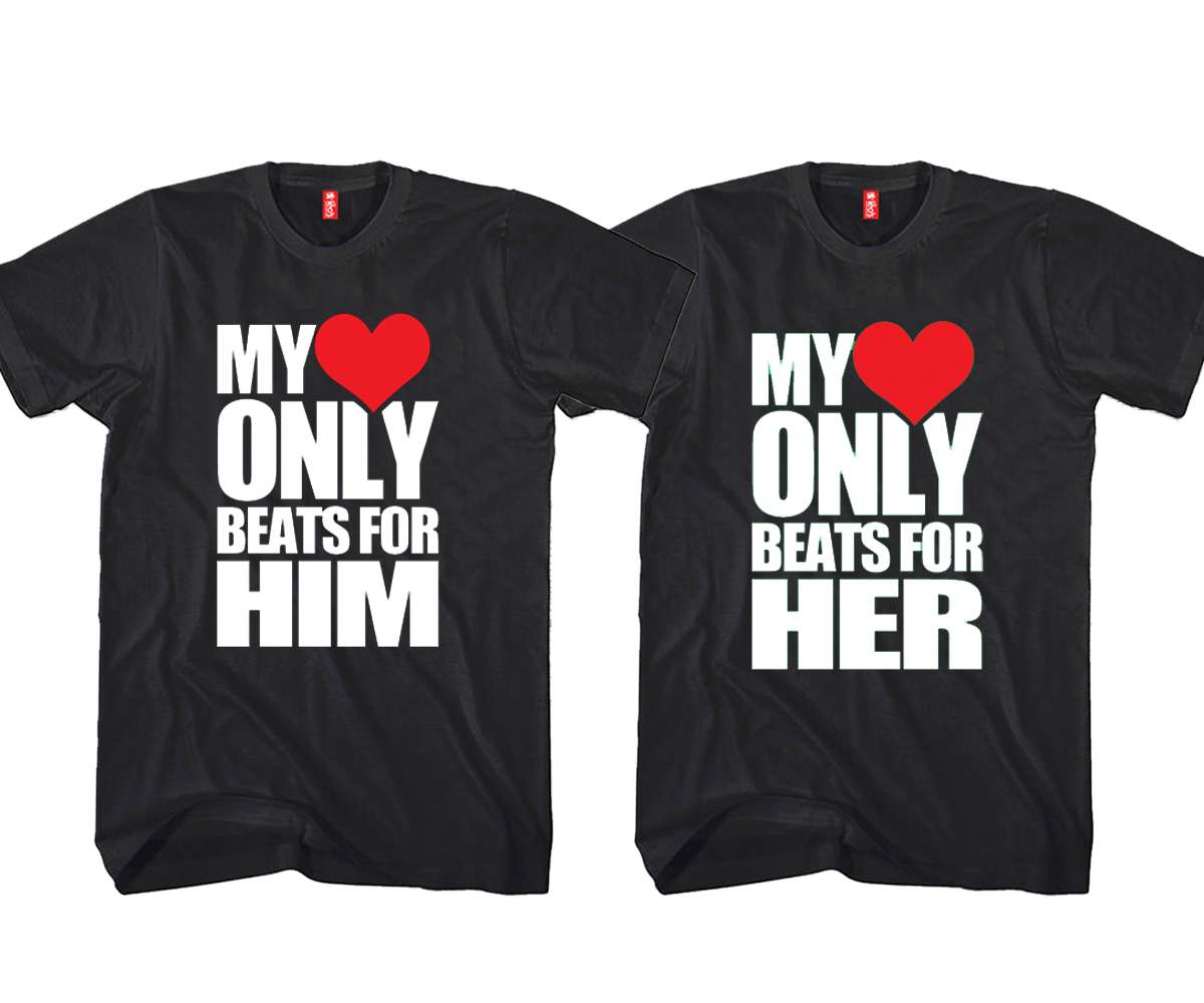T-shirt di coppia romantiche, il mio cuore batte solo per lui