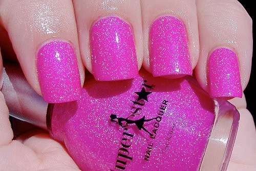 Nail art rosa glitterata
