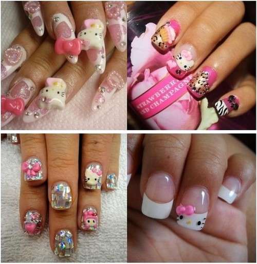 Idee per una nail art di Hello Kitty