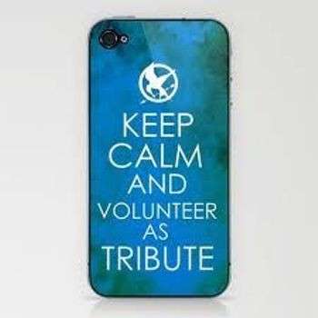 Cover azzurra "Keep calm" di Hunger Games