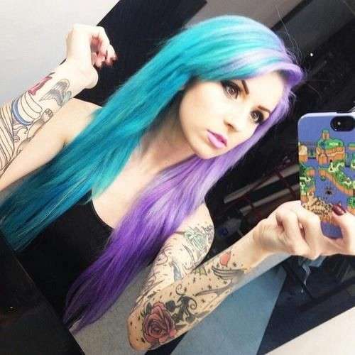 Split hair blu e viola