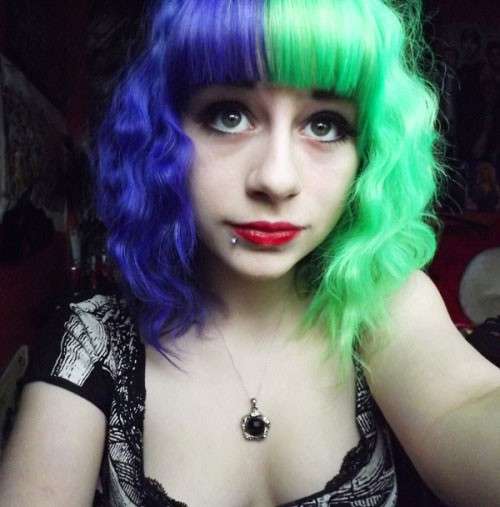 Split hair verdi e blu