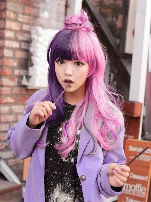 Split hair viola e rosa