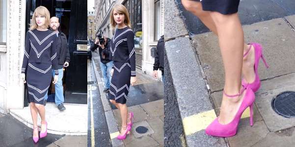 Taylor Swift con scarpe rosa