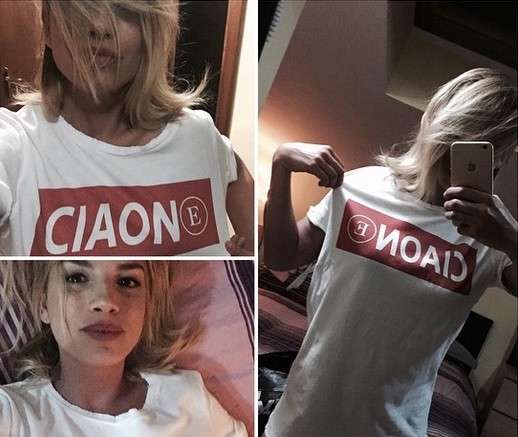 Emma Marrone con la t-shirt Ciaone