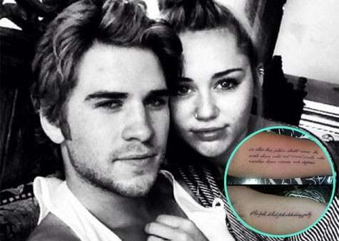 Il tatuaggio di Miley Cyrus e Liam Hemsworth
