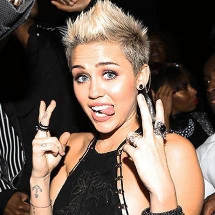 Miley Cyrus in total black