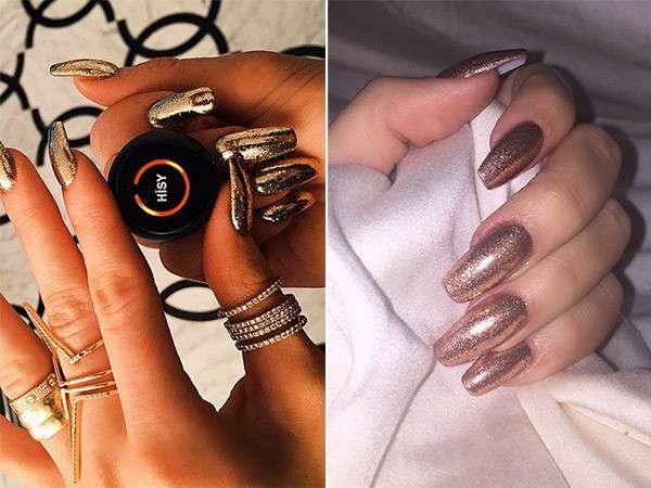 Unghie color oro per Kylie Jenner