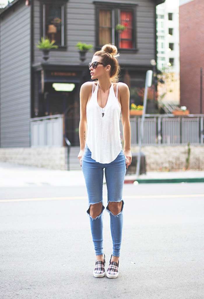 Ripped jeans e slip on