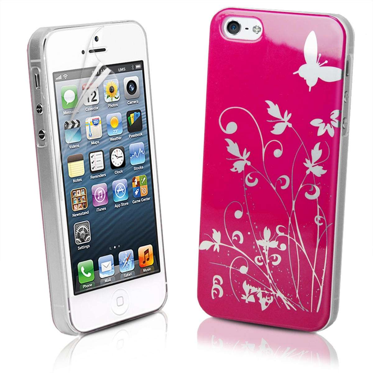 Cover rosa e argento con farfalle