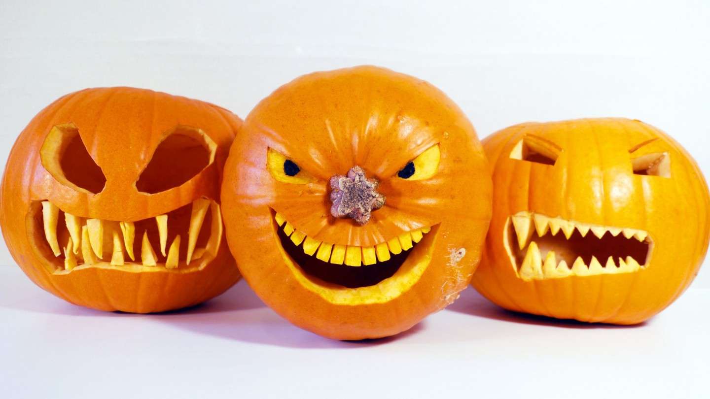 Tre divertenti zucche di Halloween