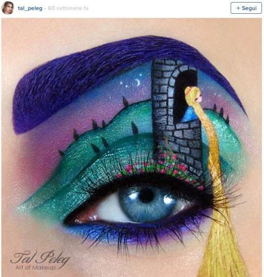 Makeup occhi di Rapunzel realizzato da Tal Peleg
