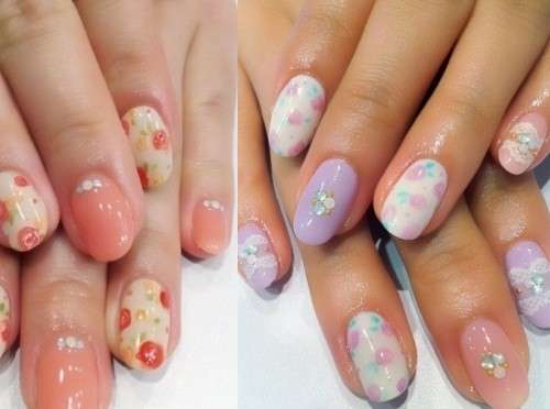 Nail art floreali per unghie corte
