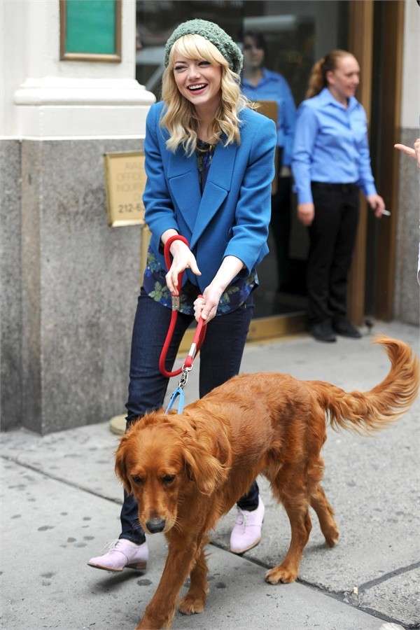 Emma Stone con il suo cane