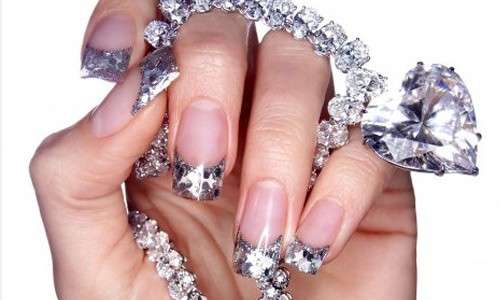 French manicure con cristalli