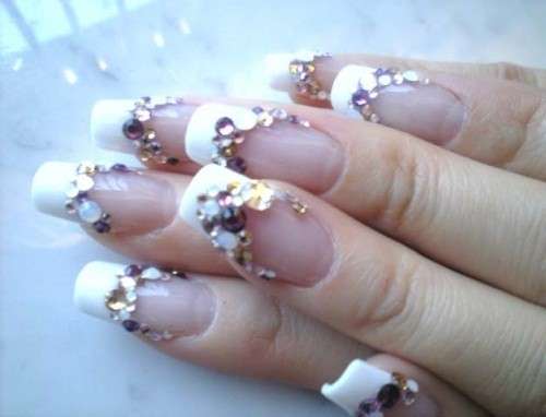 French manicure con strass