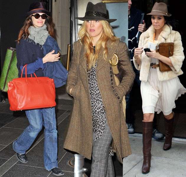 Julia Roberts, Kate Hudson, Kourtney Kardashian indossano il fedora