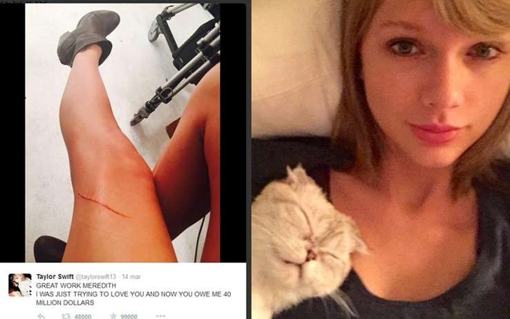 Taylor Swift graffiata dal suo gatto