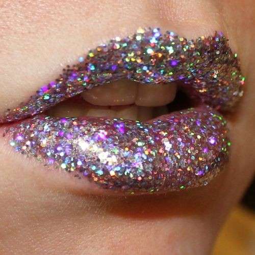 Lip make up argento glitterato