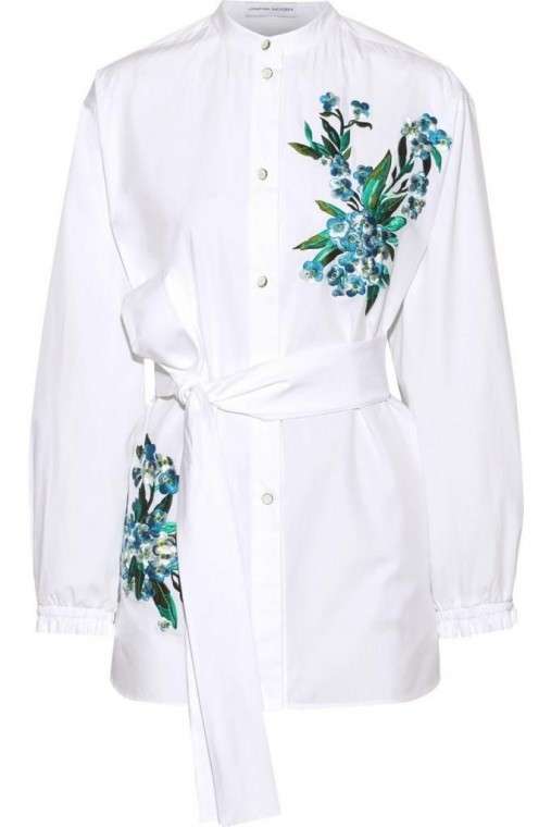 Camicia lunga bianca con fiori