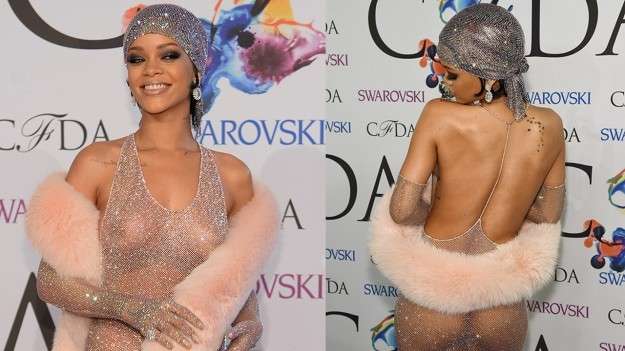 Rihanna con un abito trasparente