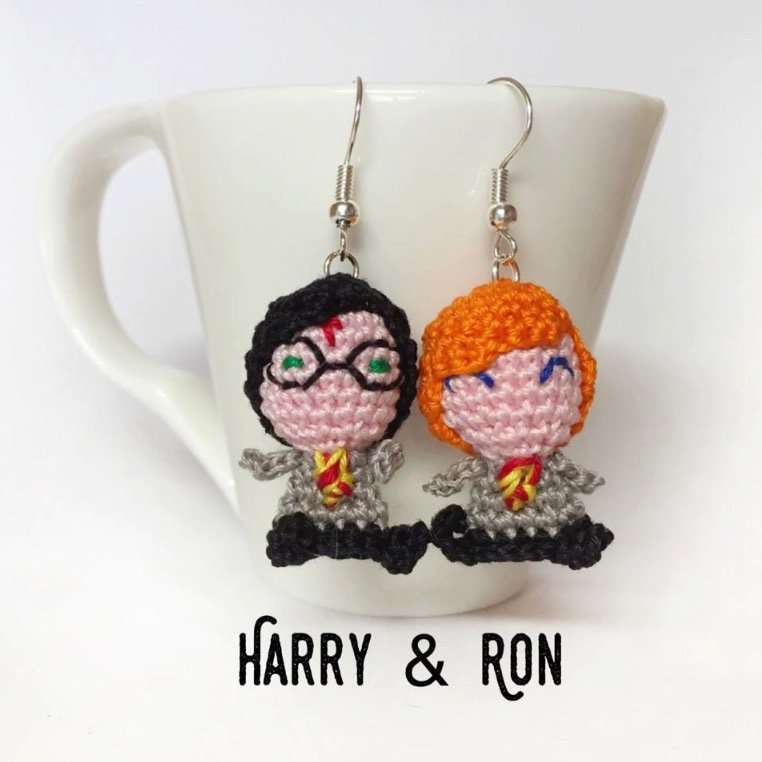 Orecchini con Harry e Ron